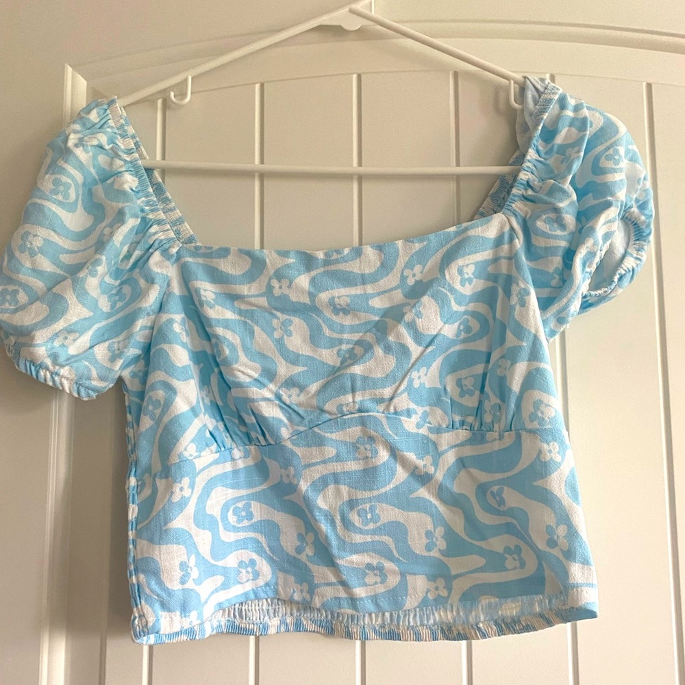 Blue and White Pacsun Crop top